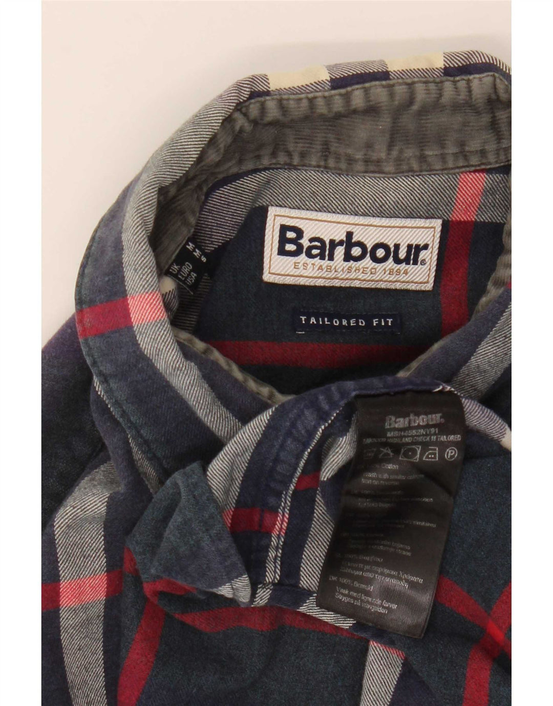 Barbour Herren-Flanellhemd mit maßgeschneiderter Passform, mittelmarineblau, kariert, Baumwolle