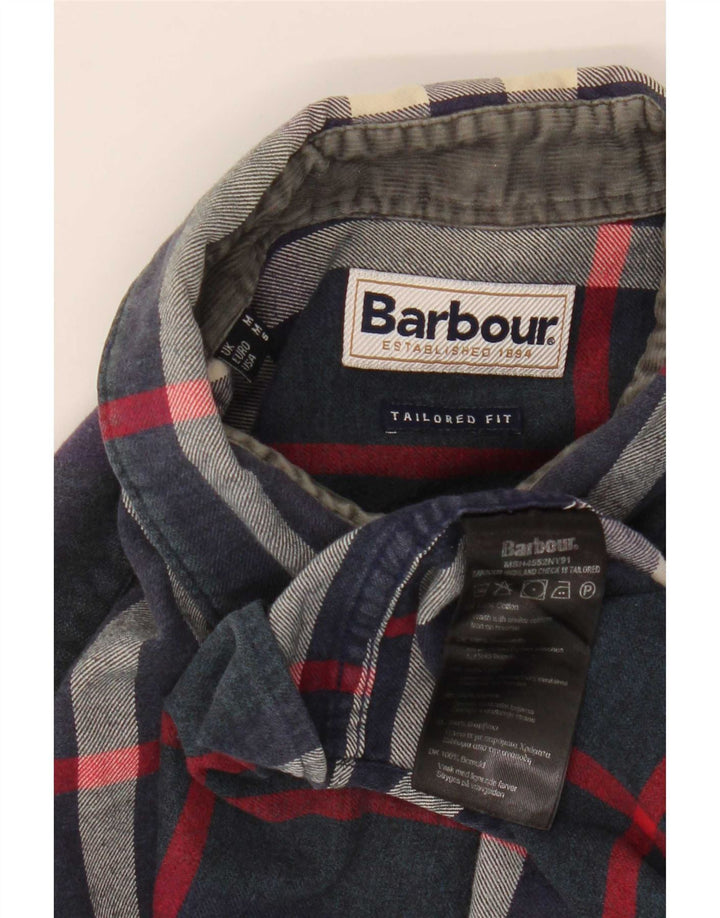 Barbour Herren-Flanellhemd mit maßgeschneiderter Passform, mittelmarineblau, kariert, Baumwolle