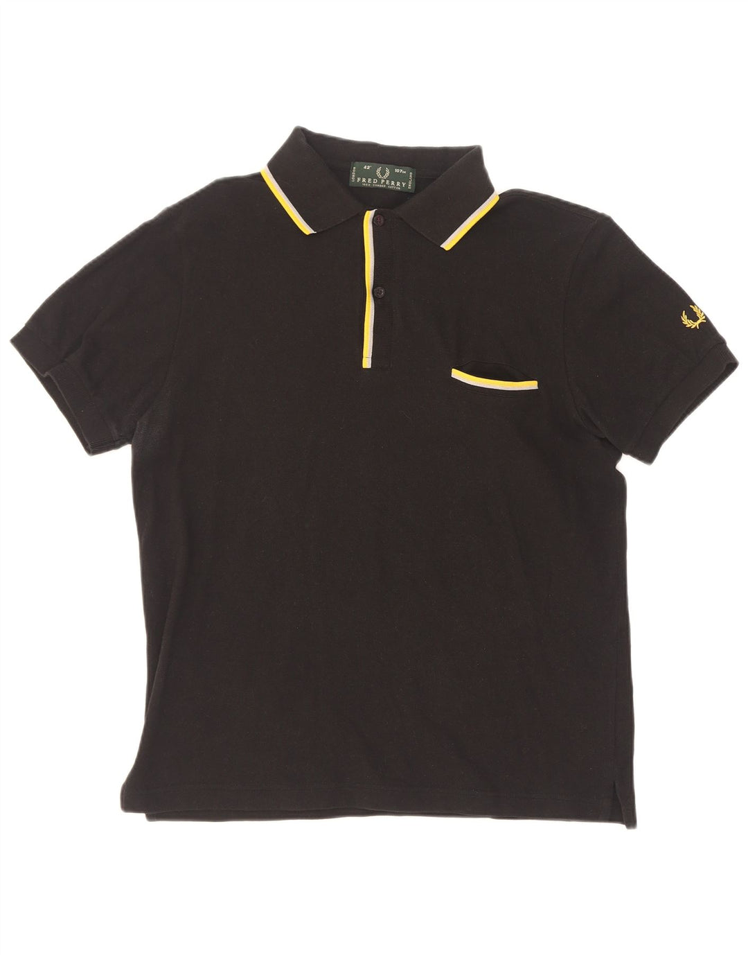 Fred Perry Herren-Poloshirt, mittelschwarz, gestreift, Baumwolle