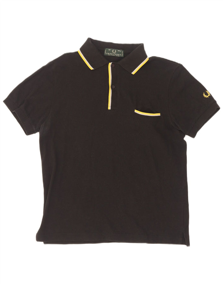 Fred Perry Herren-Poloshirt, mittelschwarz, gestreift, Baumwolle