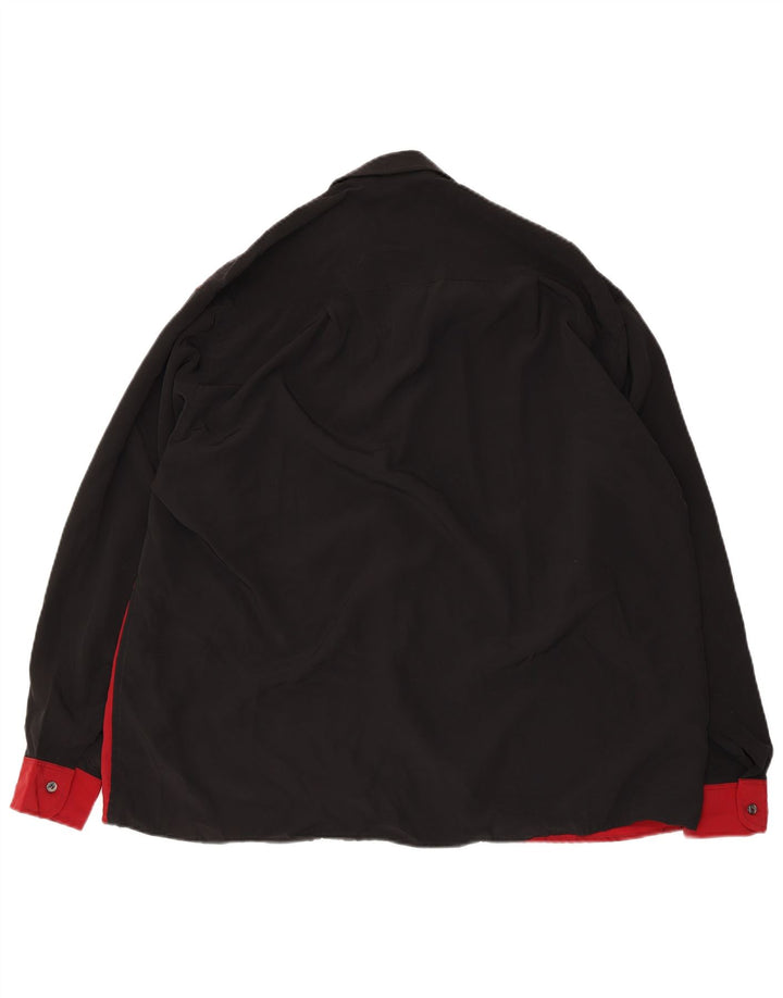 Vintage Herren-Oversize-Hemd, kleines schwarzes Colourblock-Polyester