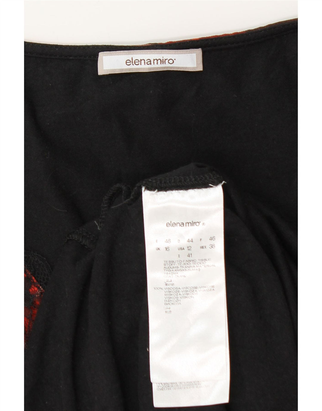 ELENA MIRO Damen-Blusenoberteil mit 3/4-Ärmeln, UK-Größe 44, Größe L, Viskose mit rotem Blumenmuster