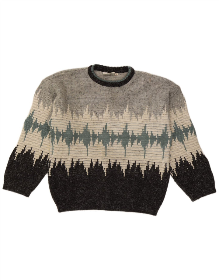 Ciao Herren-Pullover mit Rundhalsausschnitt, mittelgraues Farbblock-Acryl