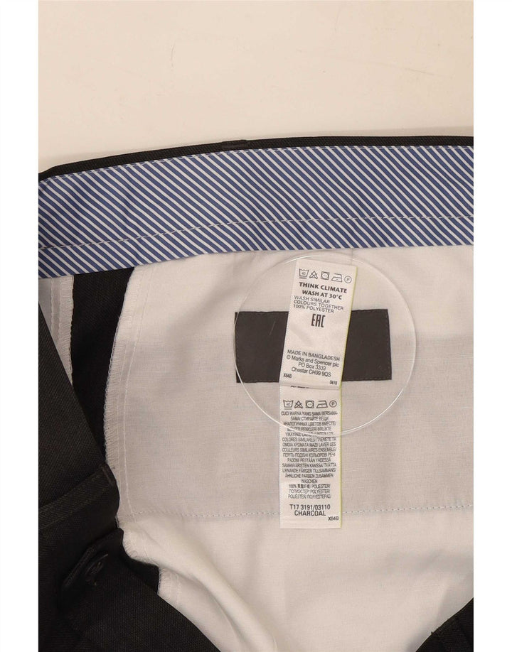 Marks & Spencer Mens Pegged Regular Suit Hose W38 L29 Graues Polyester