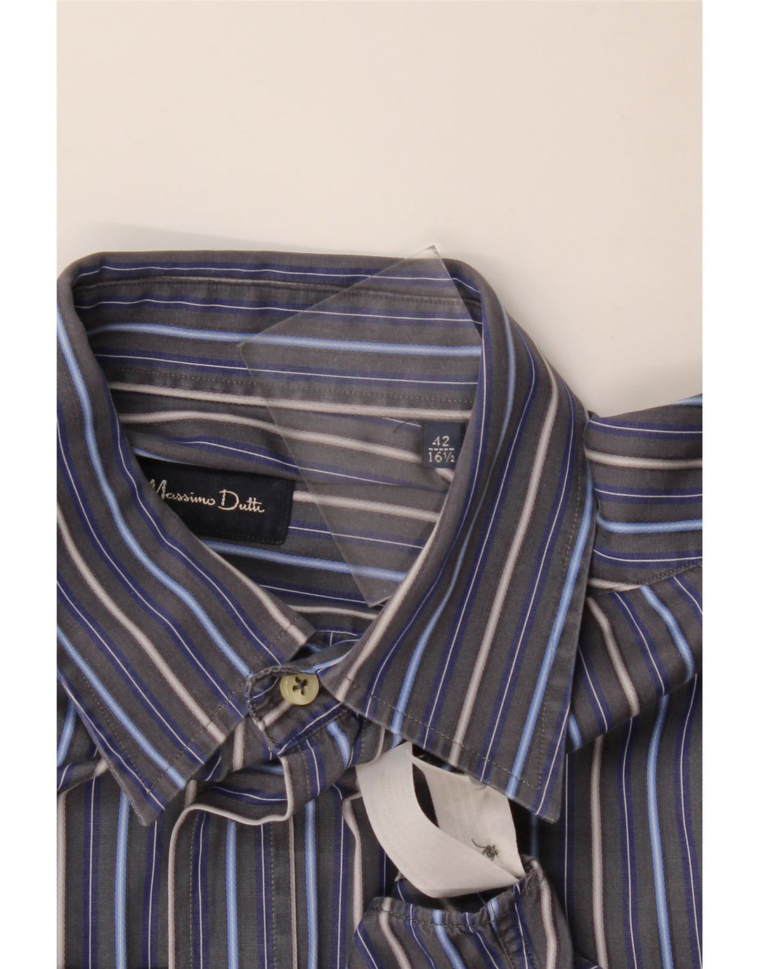 Massimo Dutti Herrenhemd Größe 42 16 1/2 Large Marineblau gestreift