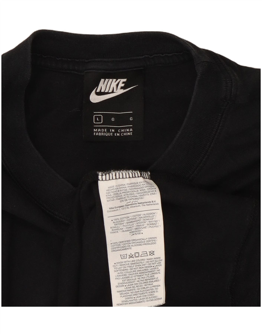 Nike Herren T-Shirt Top Large Schwarz Baumwolle