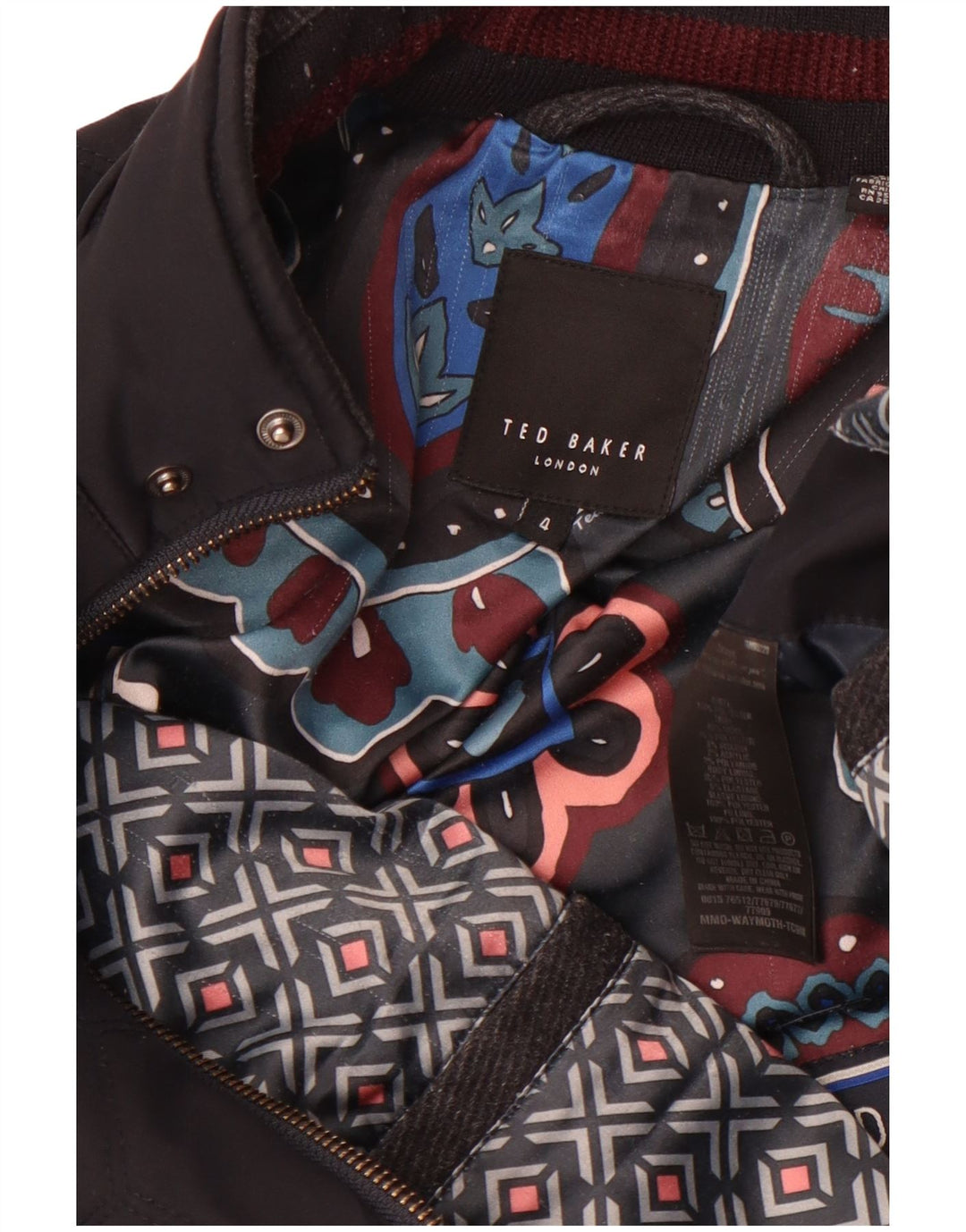 Ted Baker Herren-Steppjacke, Größe 4, groß, schwarzes Polyester