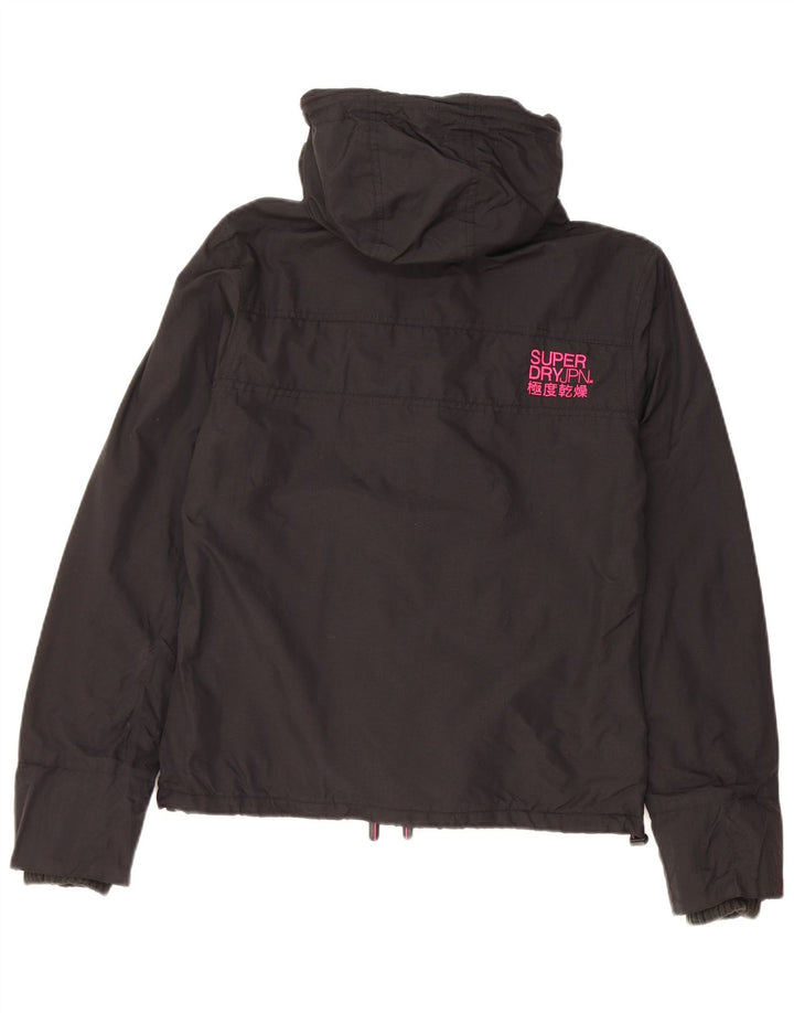 Superdry Damen-Windbreakerjacke mit Kapuze, UK 14, Mittelschwarzes Nylon
