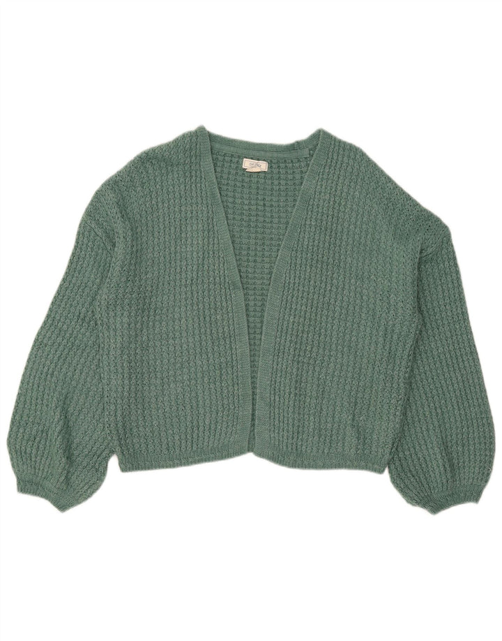 Fat Face Damen-Strickjacke, übergroß, kurz, offen, Gr. 12, Mittelgrün