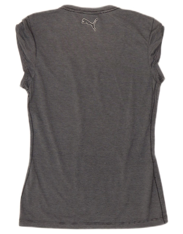 Puma Damen Grafik T-Shirt Top UK 8 Small Marineblau gestreift