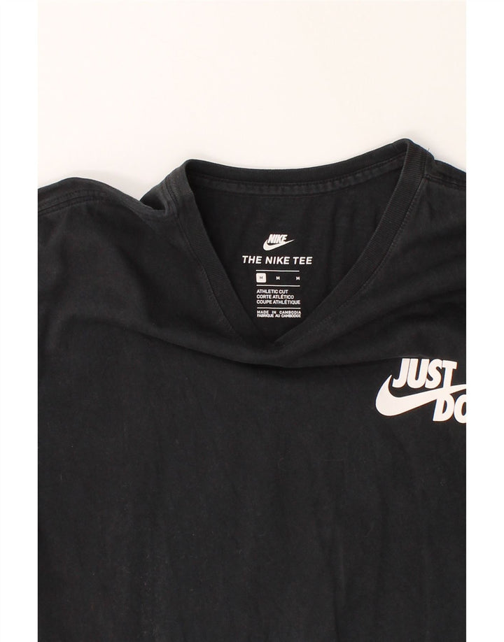 NIKE Womens Athletic Cut Crop Graphic T-Shirt Top UK 14 Medium Black Vintage Nike and Second-Hand Nike from Messina Hembry 