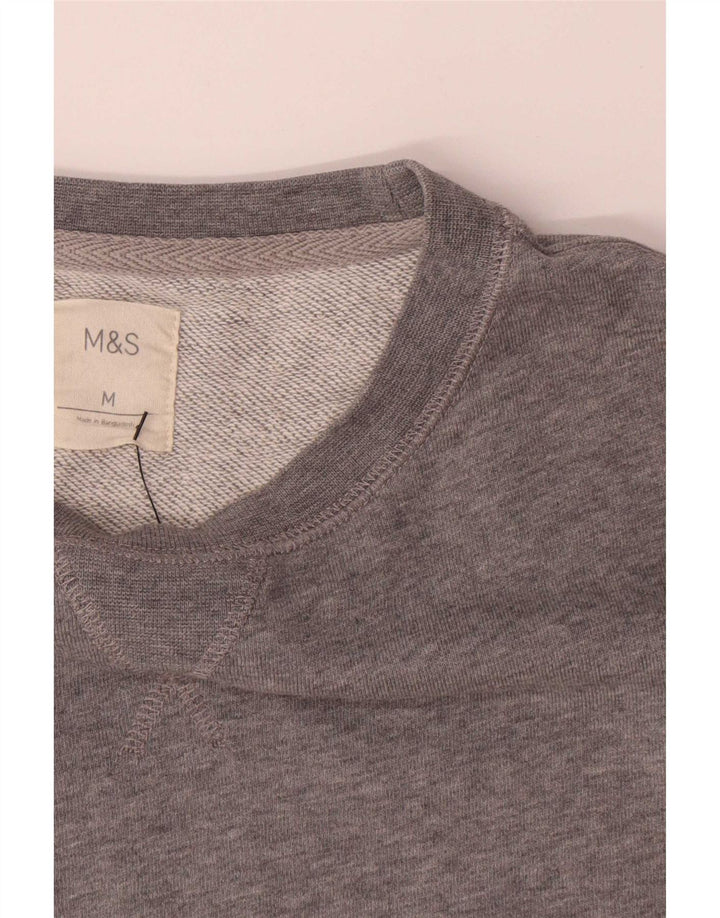 Marks & Spencer Herren-Sweatshirt-Pullover, mittelgrau gefleckte Baumwolle