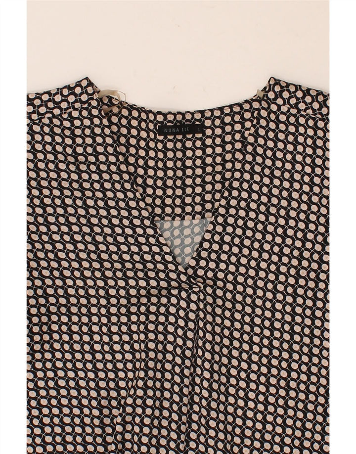 NUNA LIE Womens Long Sleeve Blouse Top UK 16 Large Grey Spotted Vintage Nuna Lie and Second-Hand Nuna Lie from Messina Hembry 