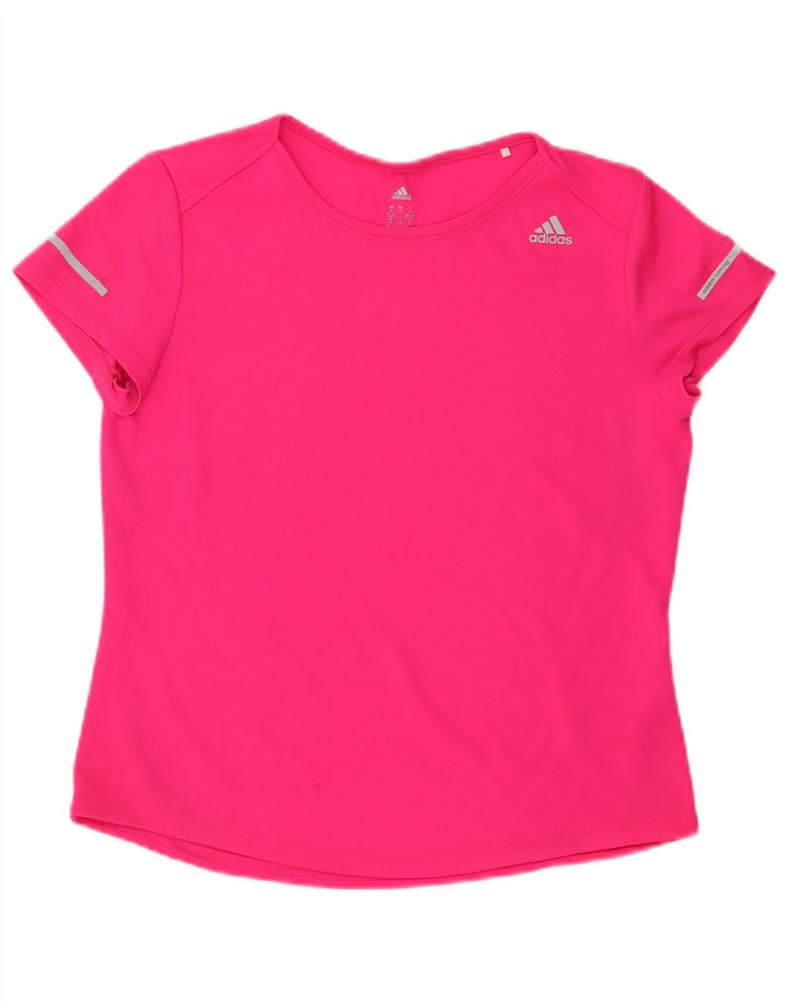 Adidas Damen T-Shirt Top UK 12/14 Mittelrosa Polyester