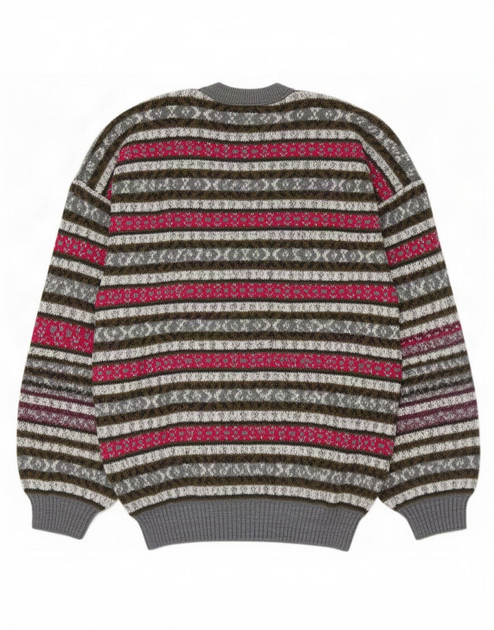 Vintage Herren-Pullover mit Rundhalsausschnitt, mittelgroß, mehrfarbig, Fair-Isle-Wolle