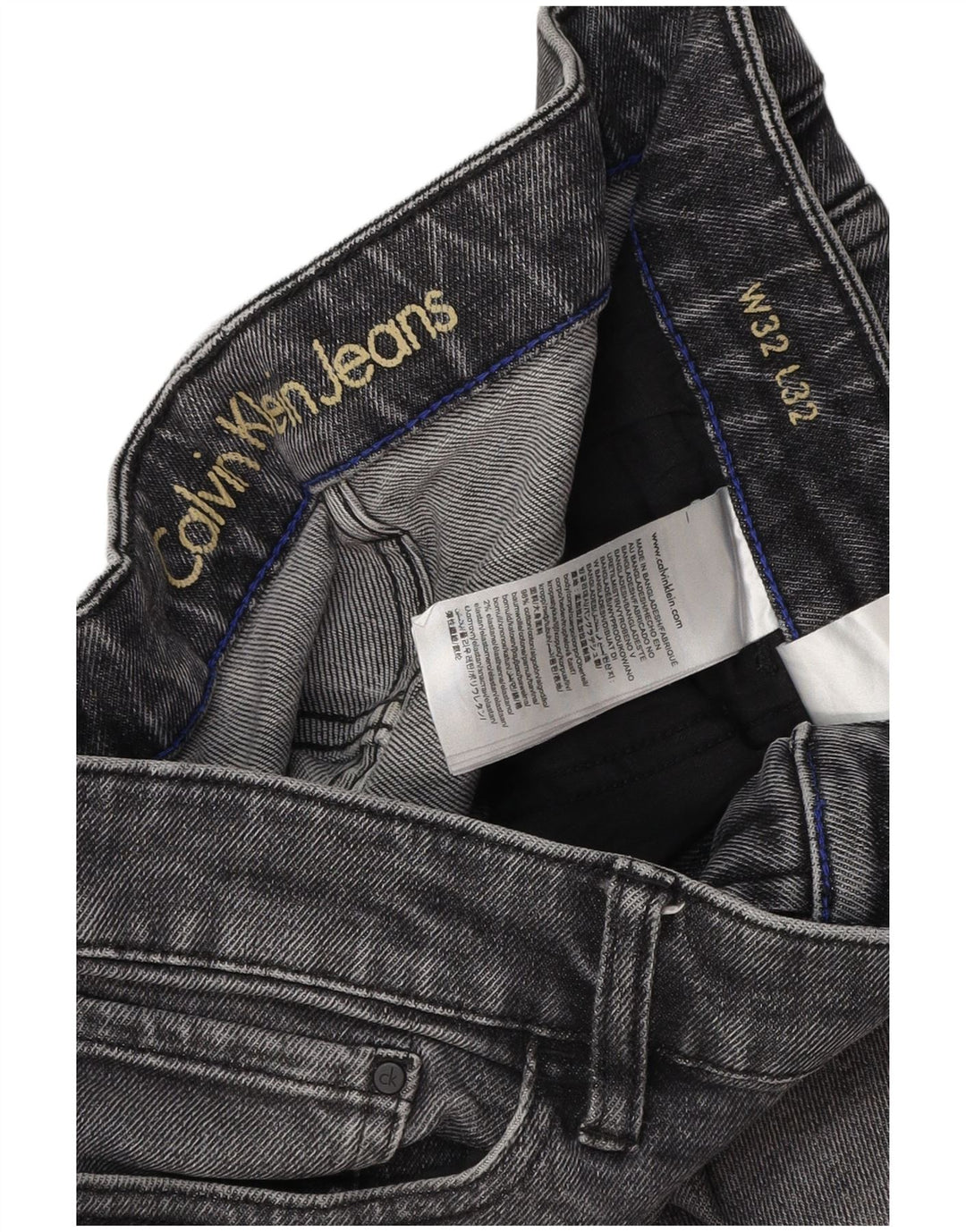 CALVIN KLEIN Herren Straight Jeans W32 L28 Graue Baumwolle