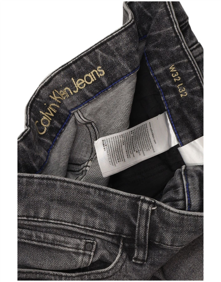 CALVIN KLEIN Herren Straight Jeans W32 L28 Graue Baumwolle