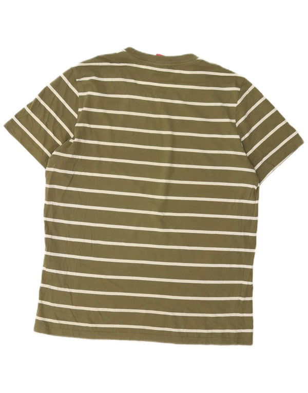 Puma Herren T-Shirt Top Medium Khaki gestreift aus Baumwolle