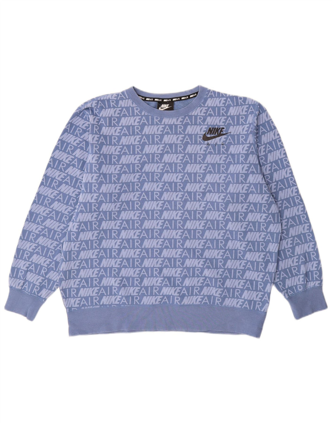 NIKE Damen-Sweatshirt mit Grafik-Übergröße, Größe UK 14, mittelblaue Baumwolle