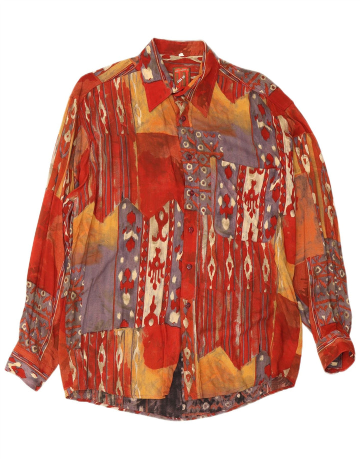 Vintage Herren-Hemd mit abstraktem Muster, mittelgroße, mehrfarbige Viskose