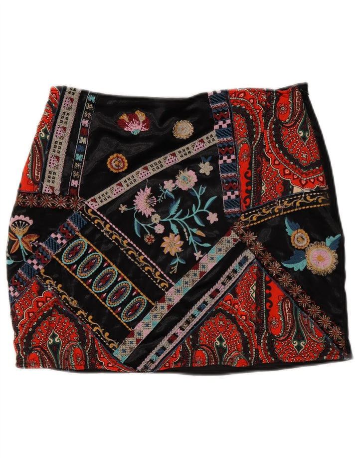 Zara Damen Minirock Small W26 Mehrfarbiges Patchwork-Polyester