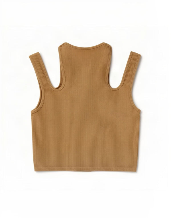 Zara Damen Crop Off Shoulder Bluse Top UK 14 Large Beige