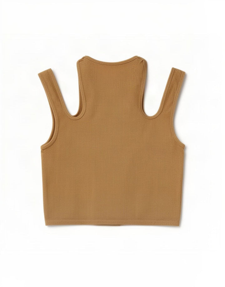 Zara Damen Crop Off Shoulder Bluse Top UK 14 Large Beige