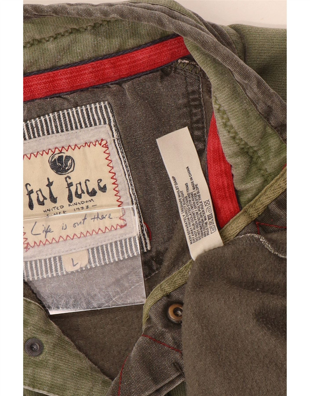 FAT FACE Herren-Sweatshirt mit Knopfkragen, groß, Khaki, Baumwolle