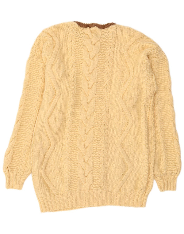 Vintage Damen Pullover mit Rundhalsausschnitt UK 22 3XL Gelb