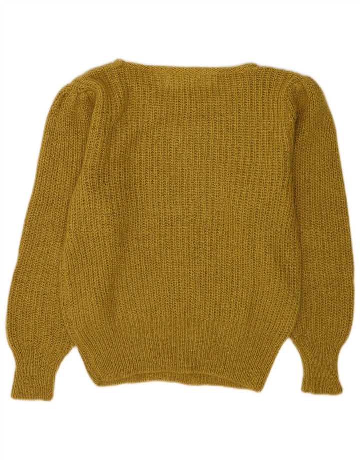 Vintage Damen Pullover mit U-Boot-Ausschnitt EU 40/42 Medium Khaki Polyacryl