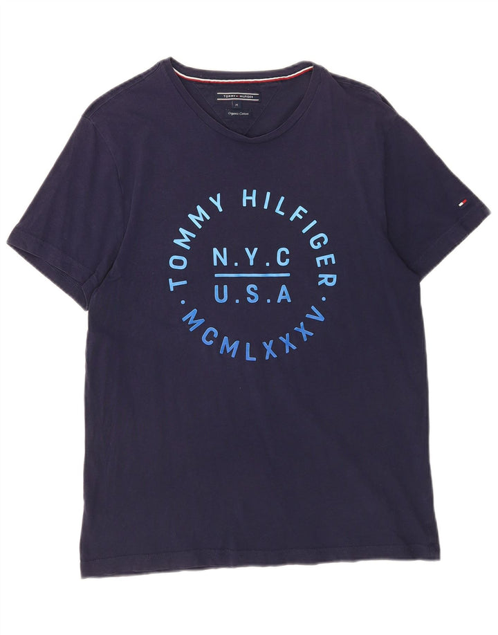 Tommy Hilfiger Herren-T-Shirt mit Grafik, mittelgroß, Marineblau