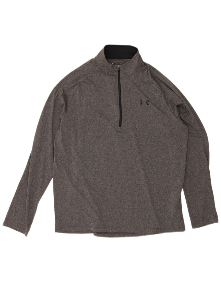 Under Armour Herren-Pullover-Trainingsanzugoberteil mit Reißverschluss und Halsausschnitt, großes graues Polyester