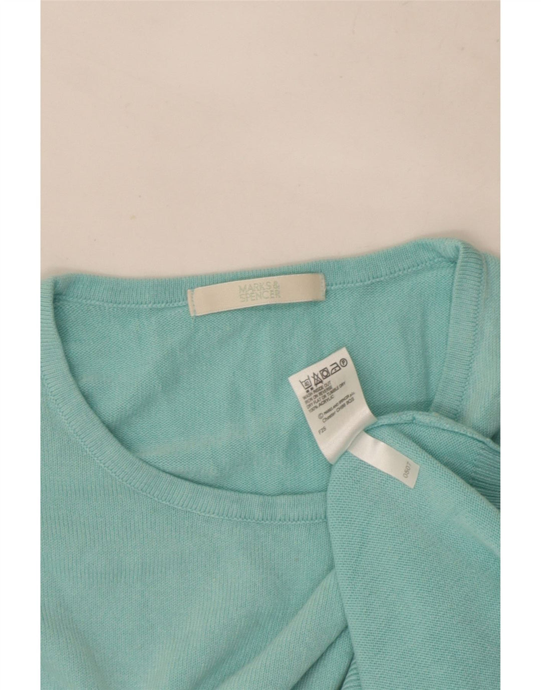 Marks & Spencer Damen-Pullover mit Rundhalsausschnitt, Gr. 10, Größe S, Türkis
