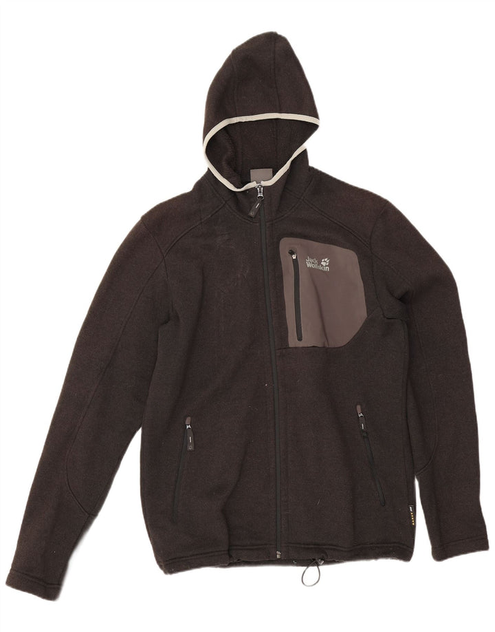 Jack Wolfskin Herren-Kapuzenpullover mit Reißverschluss, UK 36/38, mittelgraues Polyester
