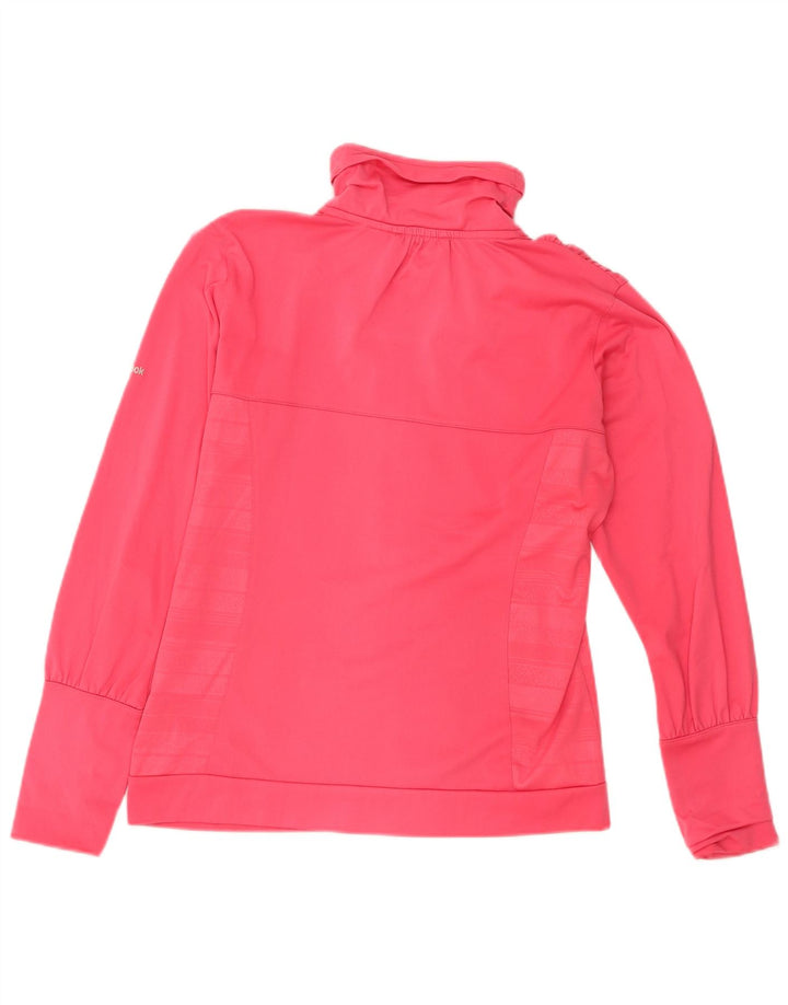Reebok Damen-Trainingsanzug-Top-Jacke, UK 14, mittelrosa, gestreift, Polyester