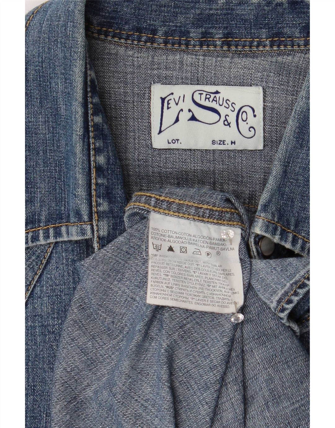 Levi's Herren-Western-Jeanshemd aus mittelblauer Baumwolle