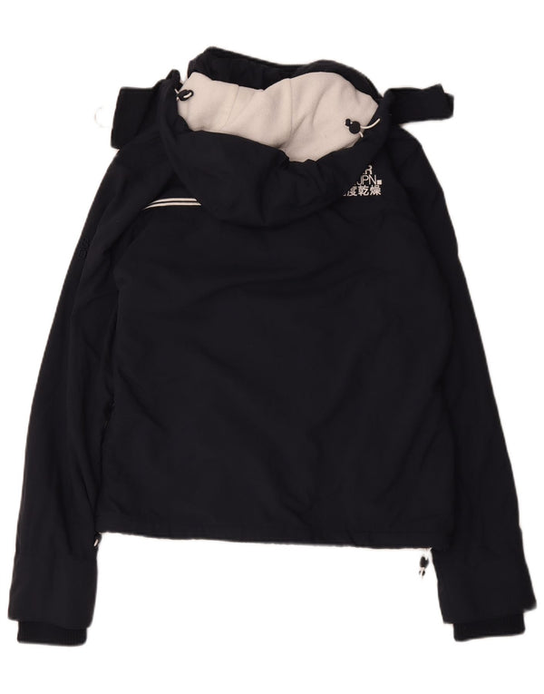 Superdry Damen-Windbreakerjacke mit Kapuze, UK 16, Größe L, Marineblau, Polyester