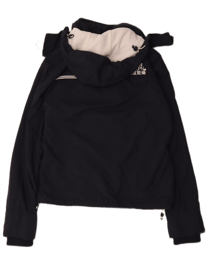 Superdry Damen-Windbreakerjacke mit Kapuze, UK 16, Größe L, Marineblau, Polyester