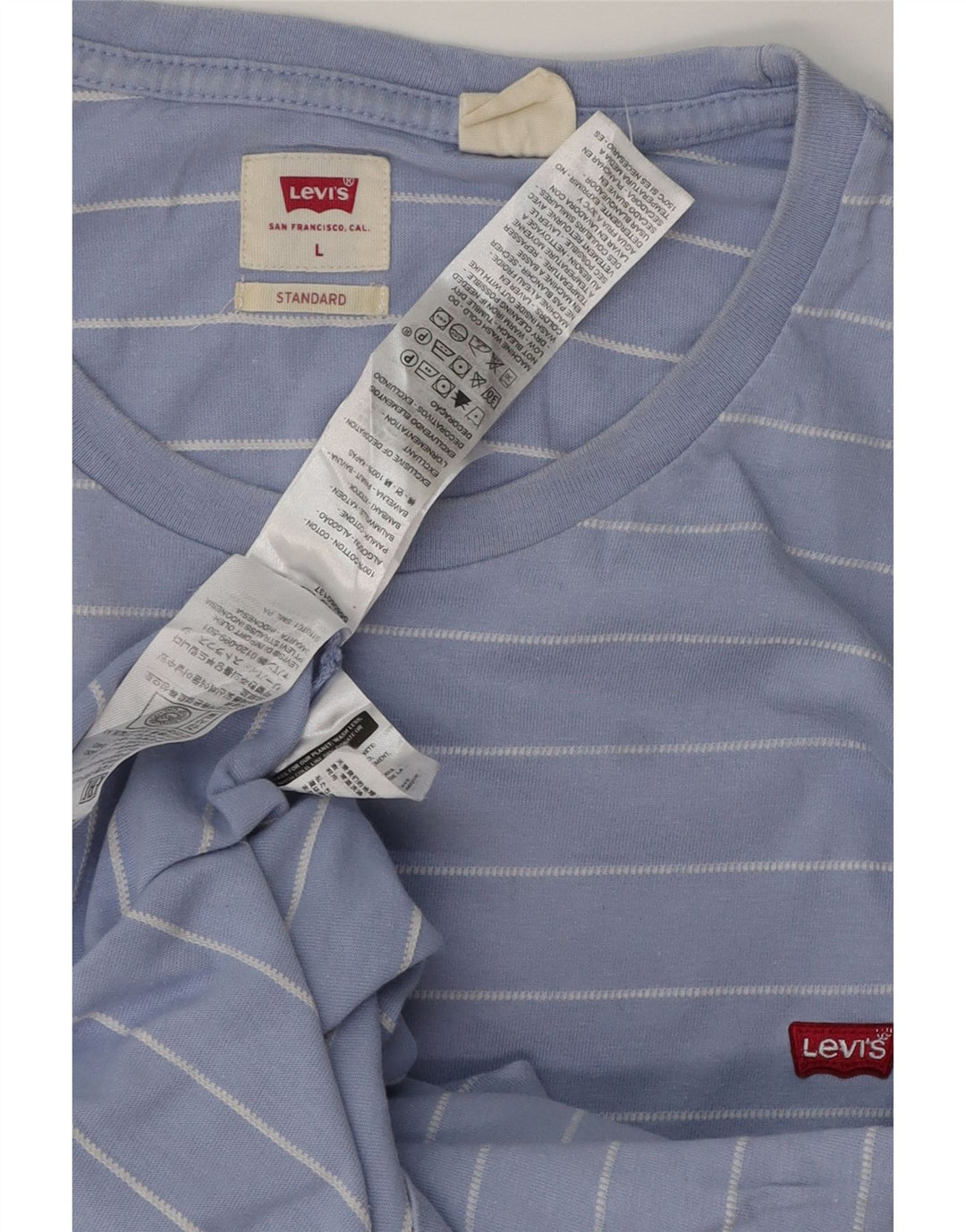 Levi's Herren Standard-T-Shirt-Oberteil, groß, blau gestreift, Baumwolle