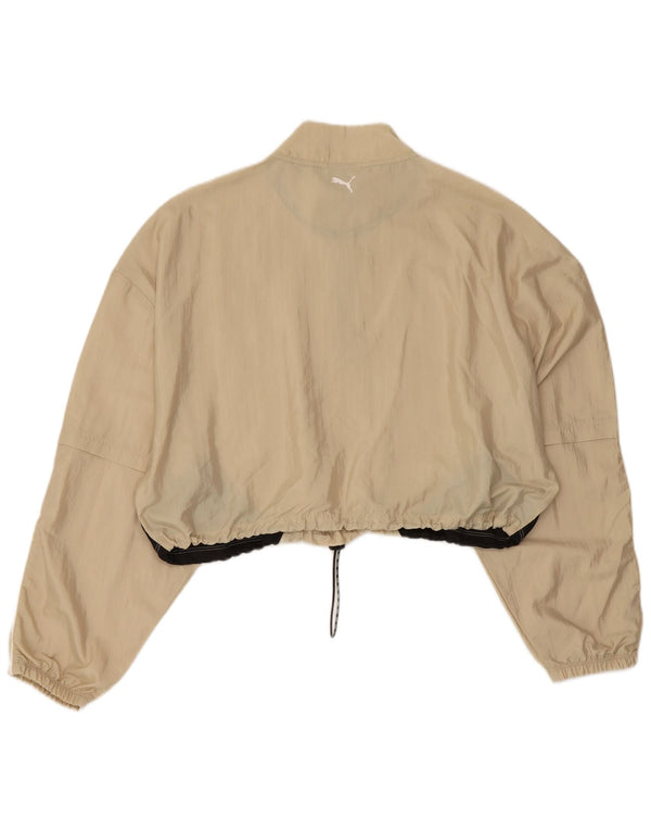 Puma Womens Crop Graphic Trainingsanzug Top Jacke UK 16 Large Beige Colourblock