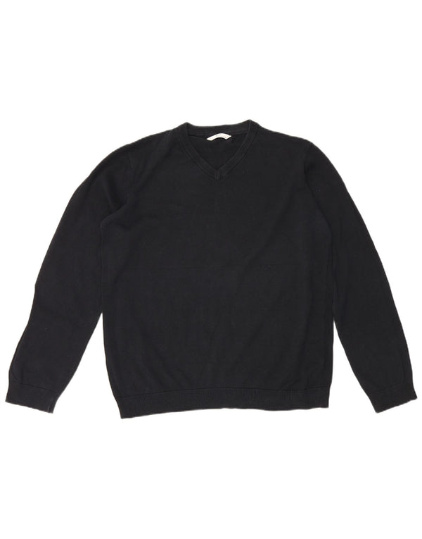 Marks & Spencer Jungen-Pullover mit V-Ausschnitt, 15–16 Jahre, schwarze Baumwolle