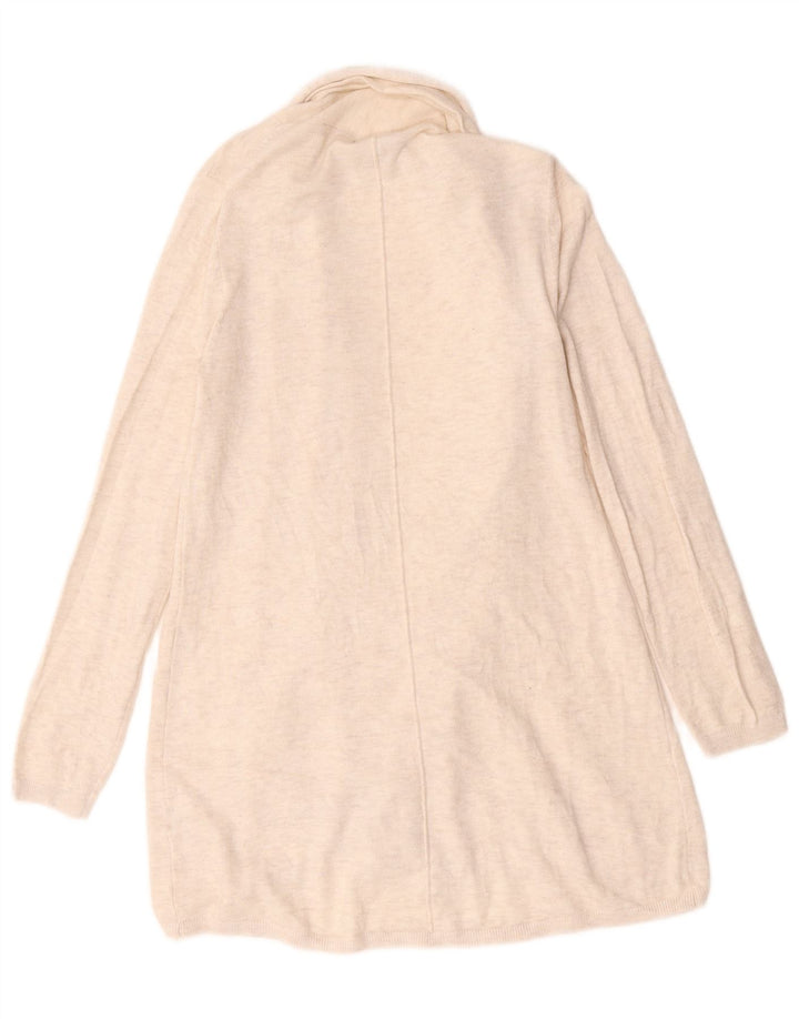 Zara Damen Longline Open Cardigan Pullover UK 12 Medium Beige Flecked