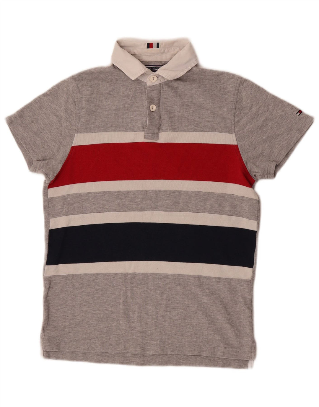 Tommy Hilfiger Herren-Poloshirt mit schmaler Passform, klein, grau gestreift