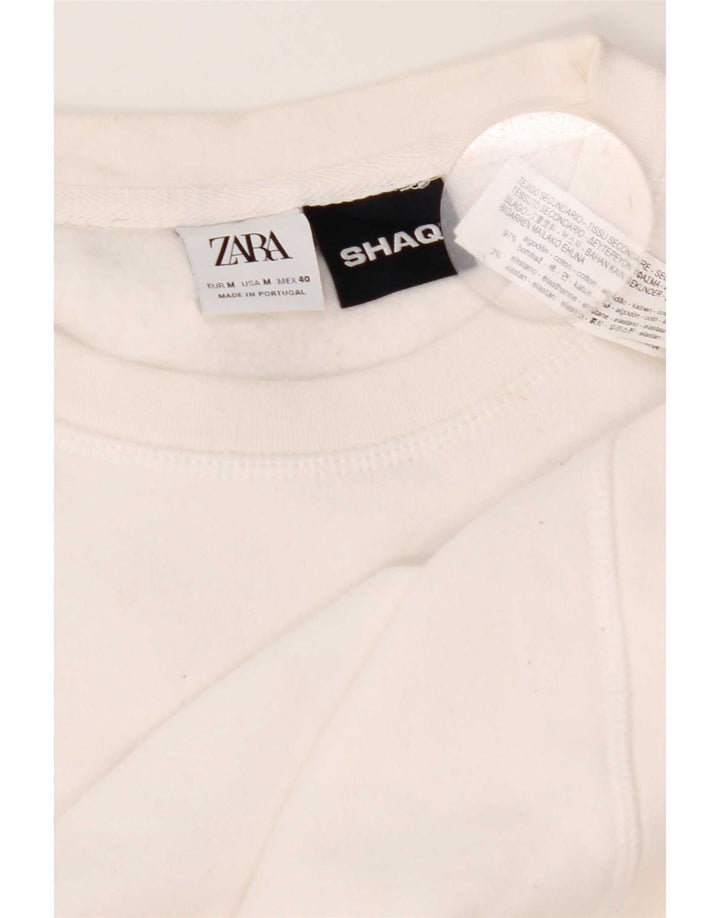 Zara Herren-Sweatshirt mit Grafik, mittelweiße Baumwolle