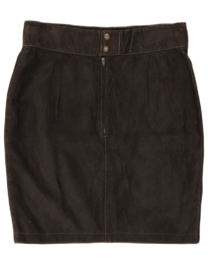 Vintage Damen Wildlederrock W28 Medium Schwarz