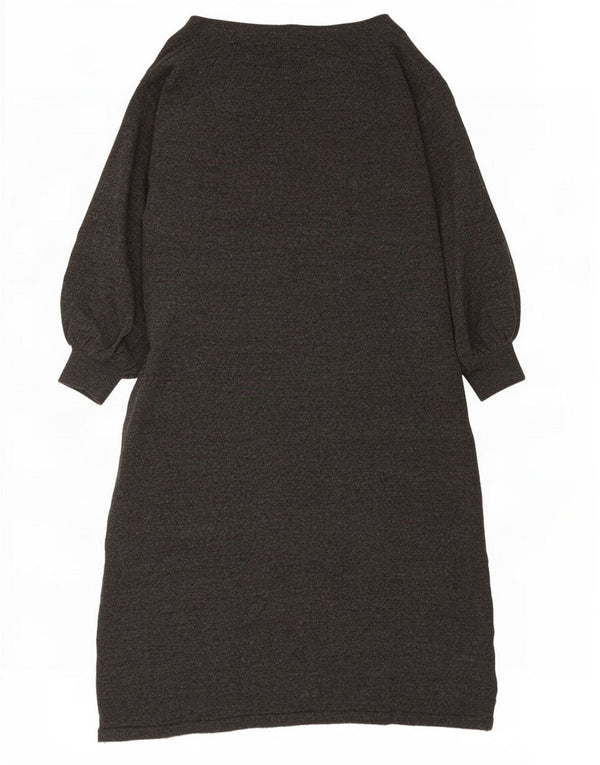 Zara Damen Langarm-Pulloverkleid UK 16 Large Grau Acryl