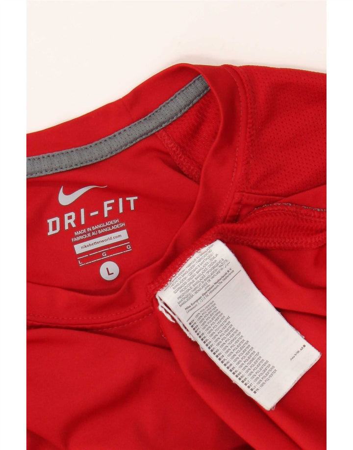 Nike Herren Dri Fit T-Shirt Top, großes rotes Polyester