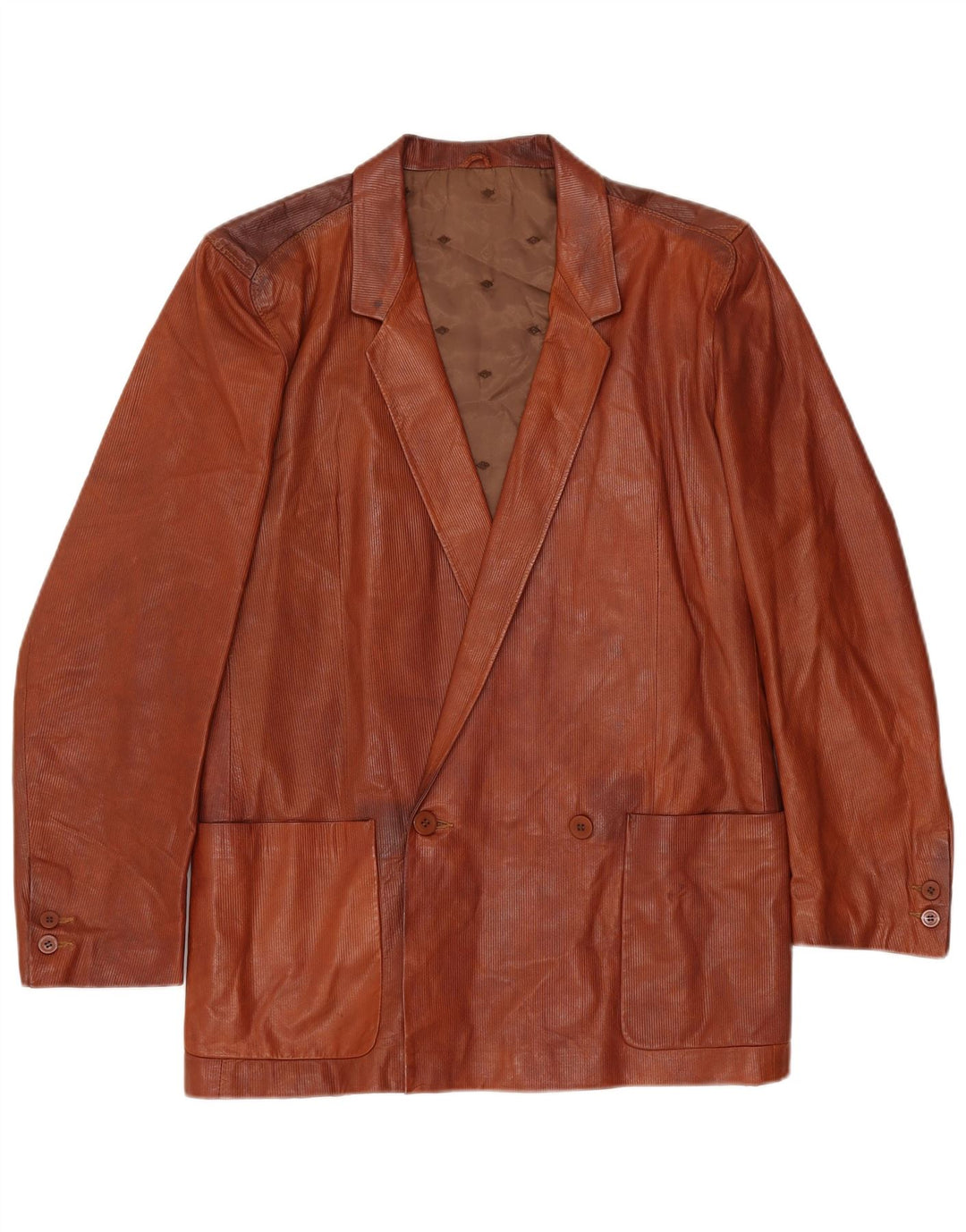Reporter Herren-Zweireiher-Blazer IT 48 Mittelbraunes Leder