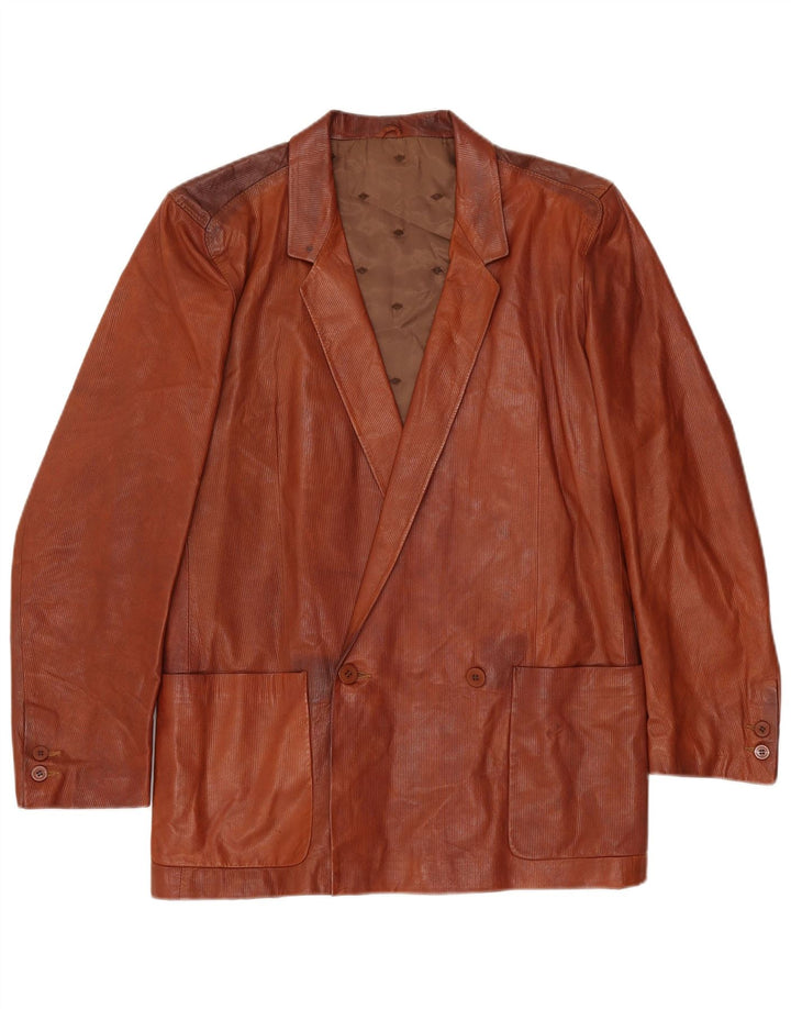 Reporter Herren-Zweireiher-Blazer IT 48 Mittelbraunes Leder