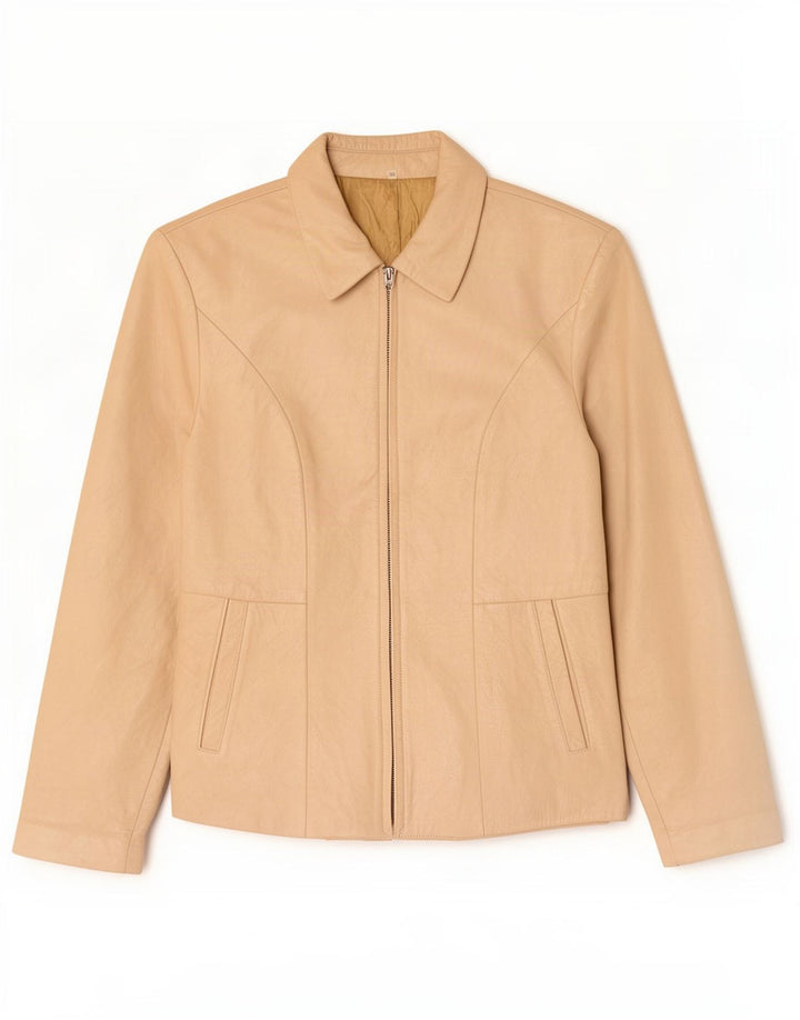 Vintage Damen Lederjacke IT 46 Large Beige